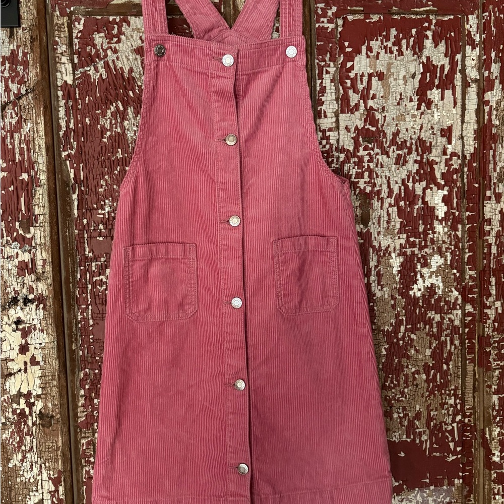 Pink Corduroy Button-Down Dress